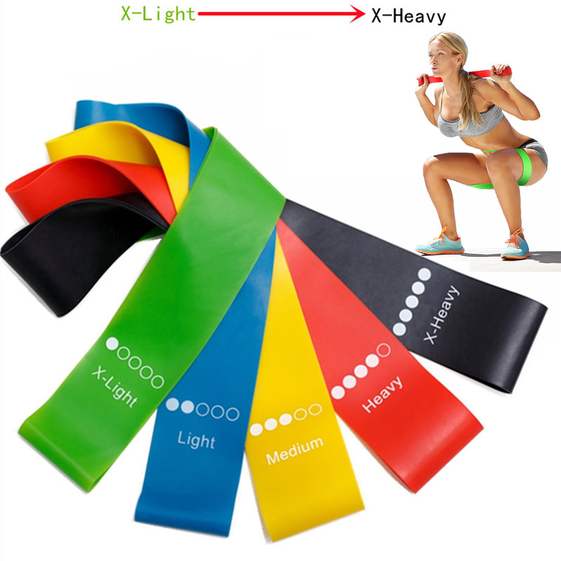 Yoga Fitness Resistance Band - 汎用性の高いTPE製エクササイズバンド。5段階の負荷調整が可能。ヨガ、スクワット、腕、脚、お尻のトレーニングに最適。自宅でのジムでのトレーニングに。