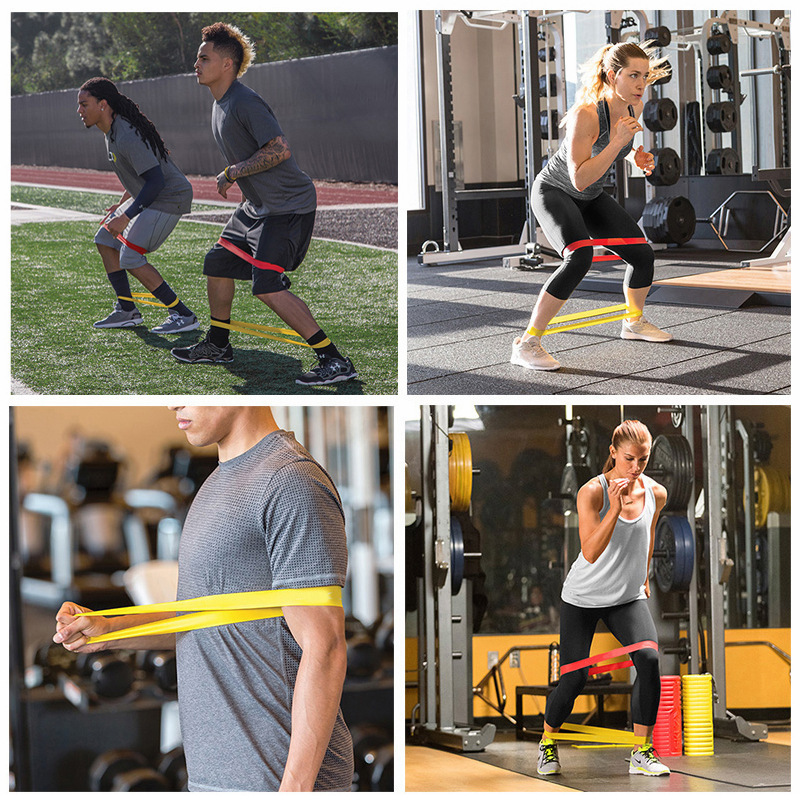 汎用性の高いTPE製エクササイズバンド。5段階の負荷調整が可 - Yoga Fitness Resistance Band のレビューと価格