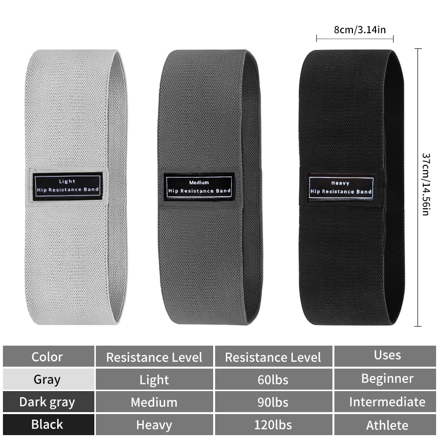 ファブリックレジスタンスヒップバンド、臀筋太もも用弾性ワーク - Yoga Fitness Resistance Band のレビューと価格